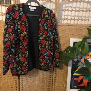 Vintage Quilted Floral Jacket Size Small